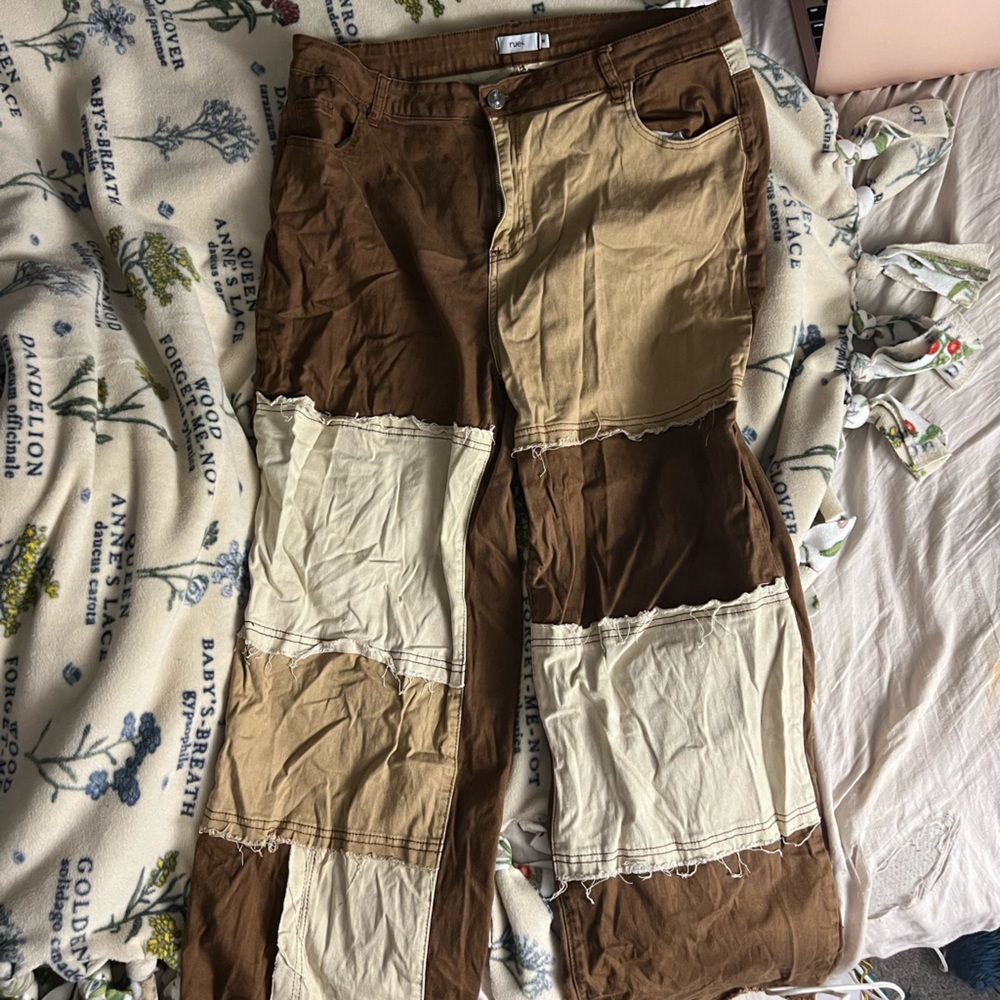 Brown Colorblock Jeans